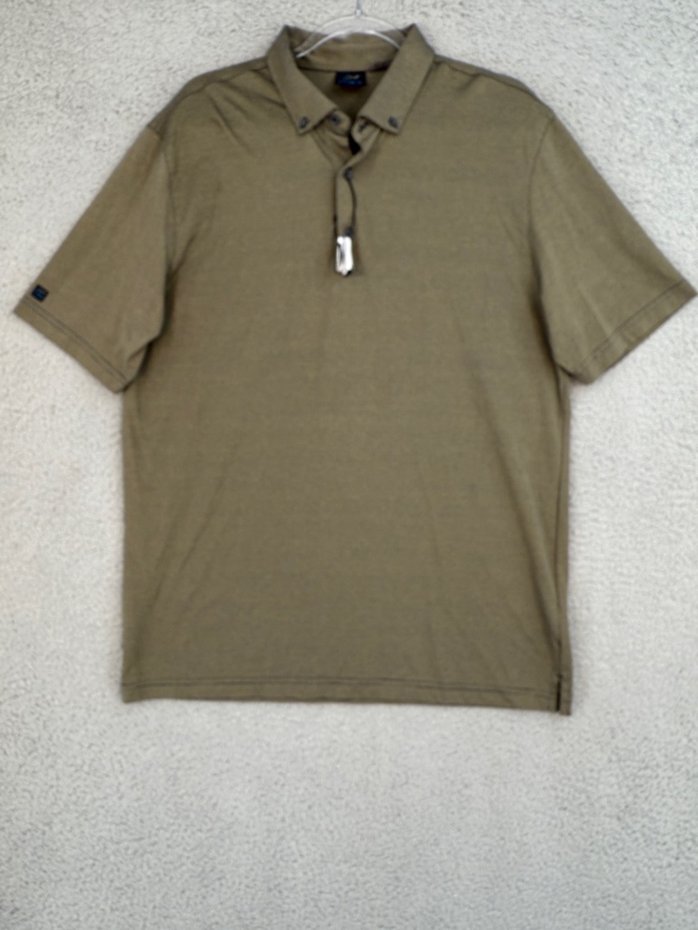 Greg Norman Men's XLT short sleeve golf polo striped shirt Olive button down